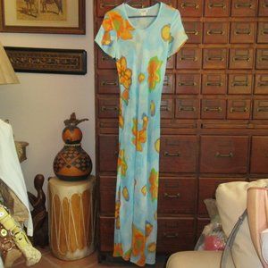 Lovely See-Through Short Sleeve Rayon Maxi Dress Medium